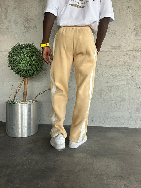 Beyaz Şeritli Bej Eşofman