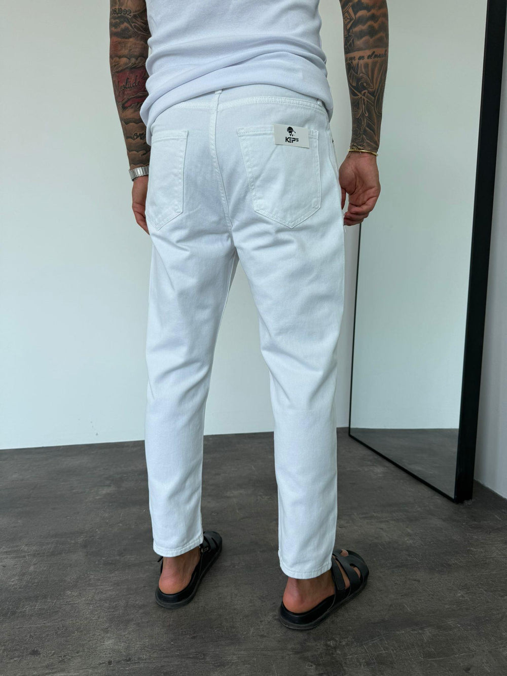 Beyaz Yırtıklı Boyfriend Jean