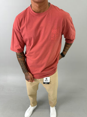 Bordo Oversize Baskılı T-Shirt