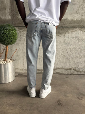 Buz Mavi Diz Yırtık Boyfriend Jean