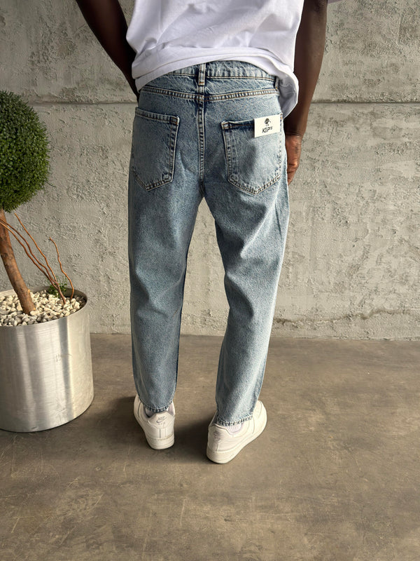Buz Mavi Taşlamalı Boyfriend Jean