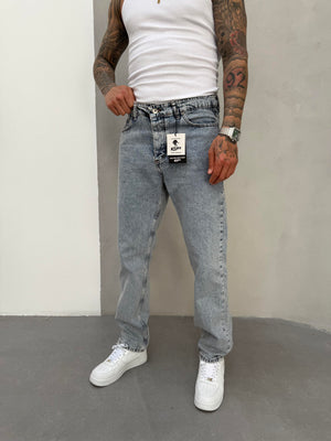 Buz Mavi Yıkamalı Baggy Jean