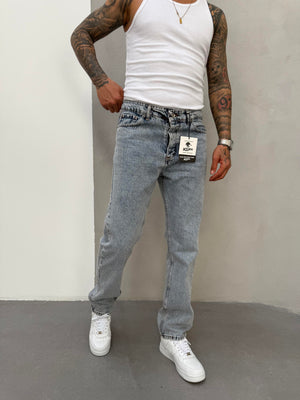 Buz Mavi Yıkamalı Baggy Jean