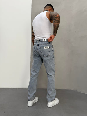 Buz Mavi Yıkamalı Baggy Jean