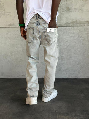 Buz Mavi Yıkamalı Baggy Jean