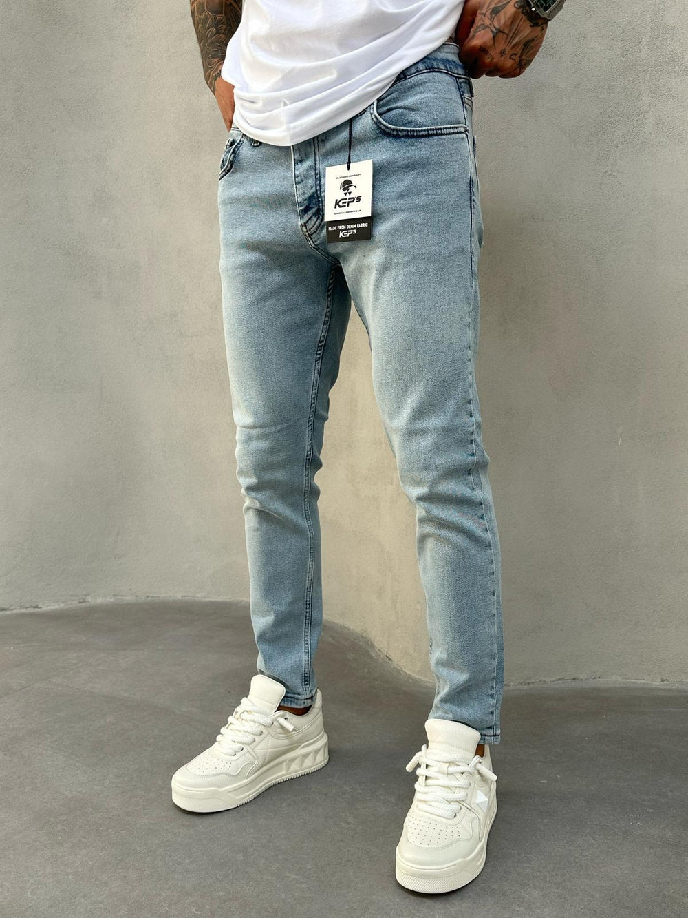 Buz Mavi Yıkamalı Slimfit Jean