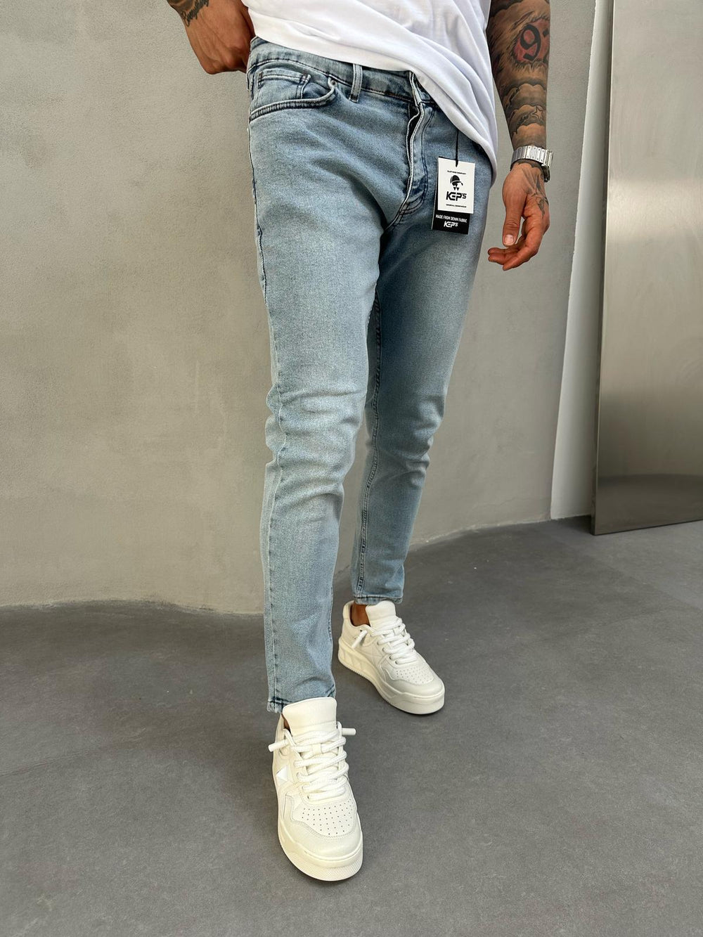 Buz Mavi Yıkamalı Slimfit Jean