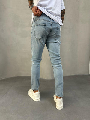 Buz Mavi Yıkamalı Slimfit Jean