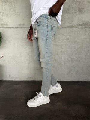 Buz Mavi Yıkamalı Slimfit Jean