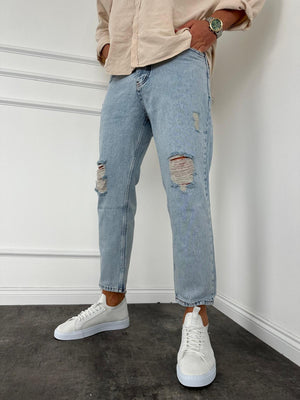 Buz Mavi Yırtıklı Boyfriend Jean