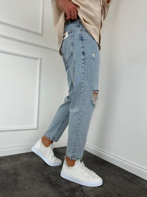 Buz Mavi Yırtıklı Boyfriend Jean