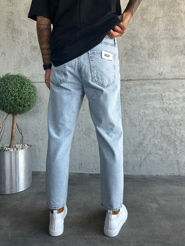 Buz Mavi Yırtıklı Boyfriend Jean