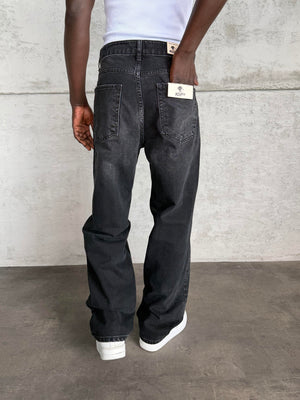 Dikiş Detaylı Antrasit Taşlamalı Relax Baggy Jean