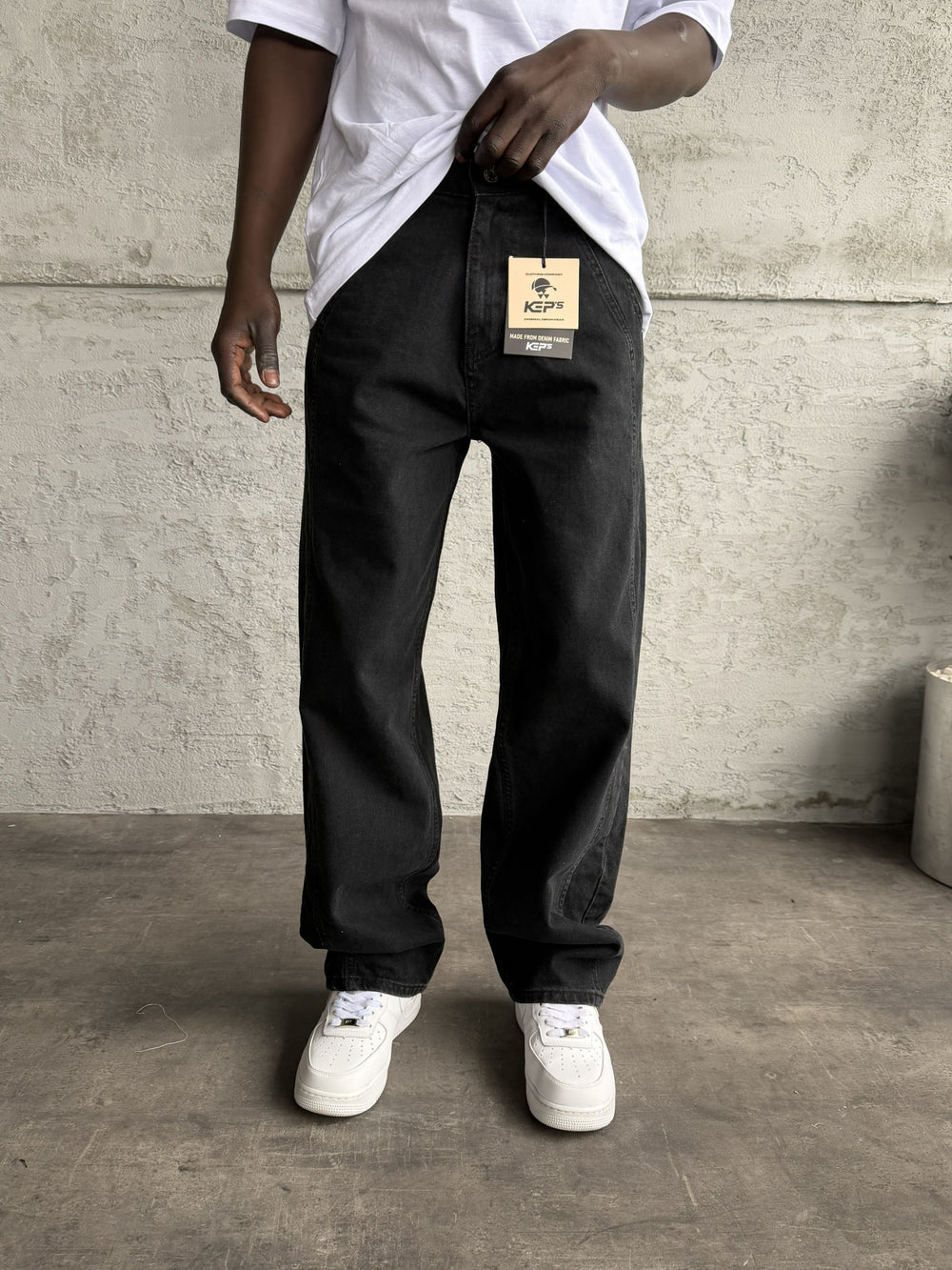 Dikiş Detaylı Füme Relax Baggy Jean