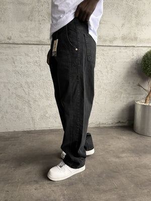 Dikiş Detaylı Füme Relax Baggy Jean