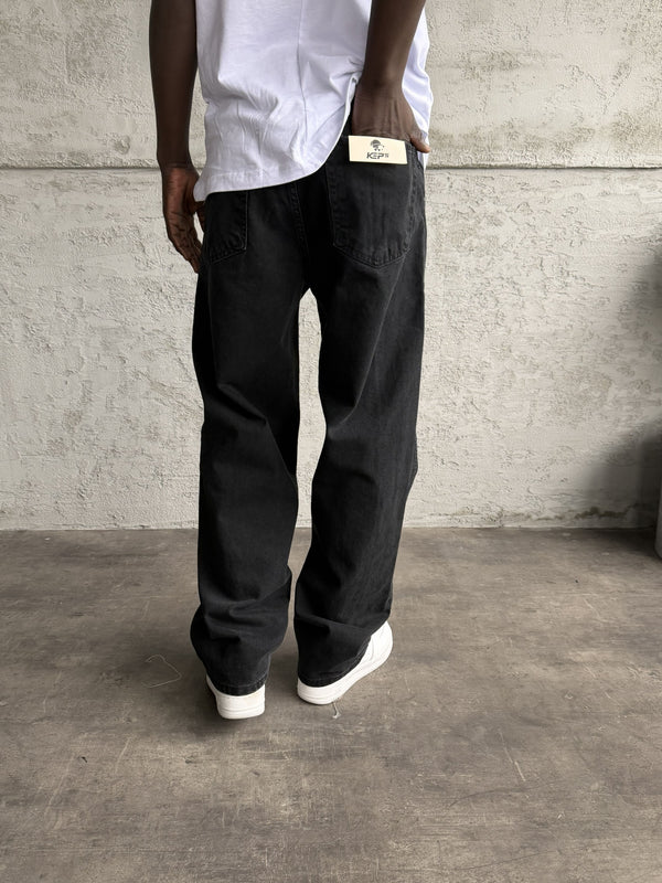 Dikiş Detaylı Füme Relax Baggy Jean