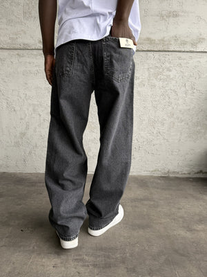 Dikiş Detaylı Füme Relax Baggy Jean