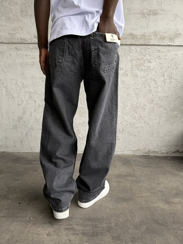 Dikiş Detaylı Füme Relax Baggy Jean