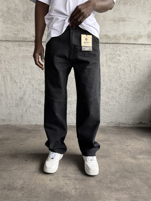 Dikiş Detaylı Füme Relax Baggy Jean