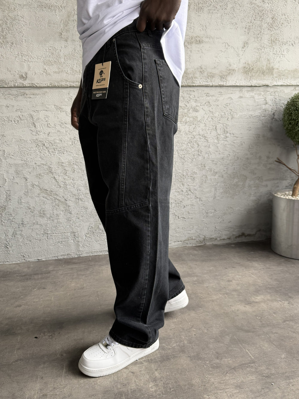 Dikiş Detaylı Füme Relax Baggy Jean