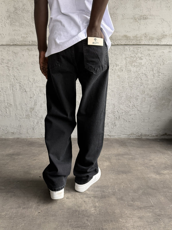 Dikiş Detaylı Füme Relax Baggy Jean