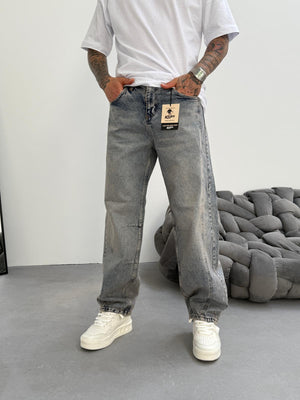 Dikiş Detaylı Yıkamalı Relax Baggy Jean