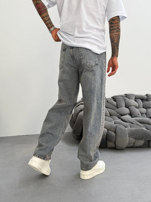 Dikiş Detaylı Yıkamalı Relax Baggy Jean