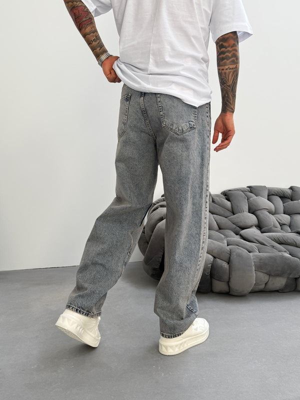 Dikiş Detaylı Yıkamalı Relax Baggy Jean