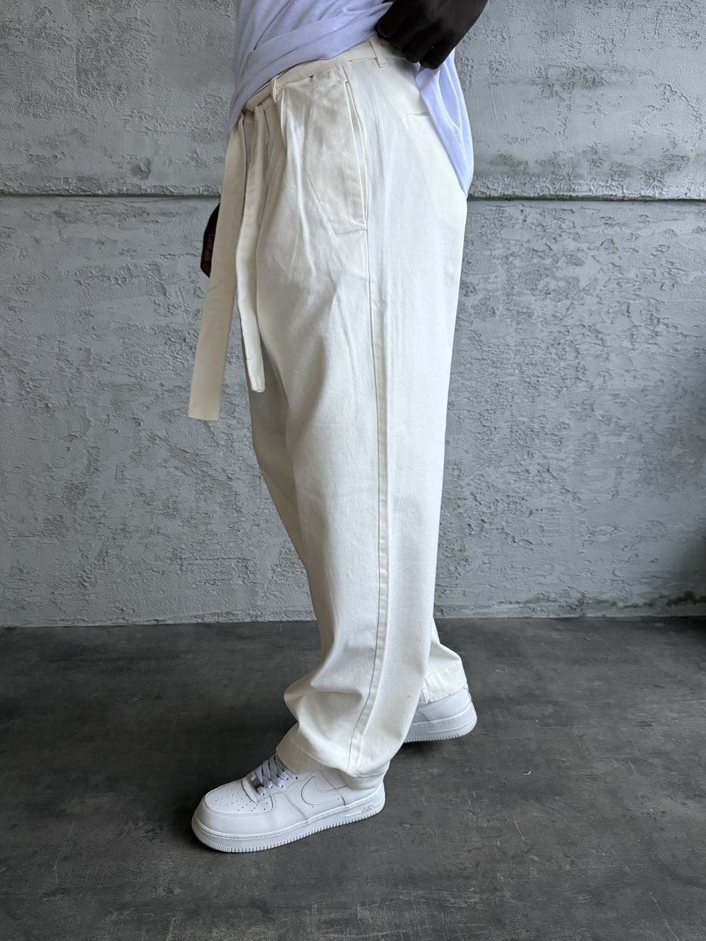 Ekru Gabardin Kumaş Baggy Pantolon