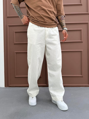 Ekru Gabardin Relax Fit Pantolon
