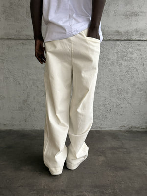 Ekru Gabardin Relax Fit Pantolon