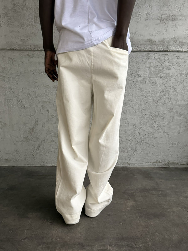 Ekru Gabardin Relax Fit Pantolon