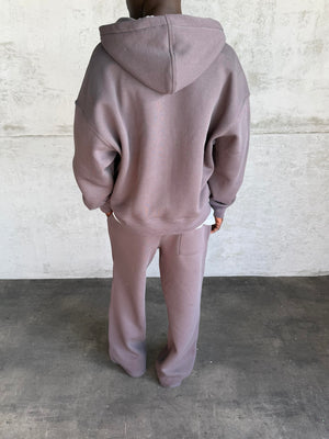 Füme Kapüşonlu Fermuarlı Sweatshirt