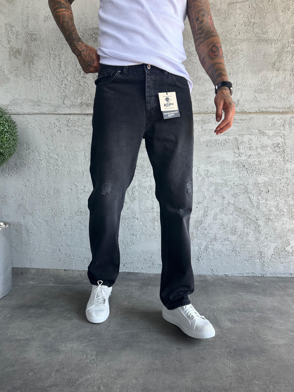 Füme Lazerli Baggy Jean