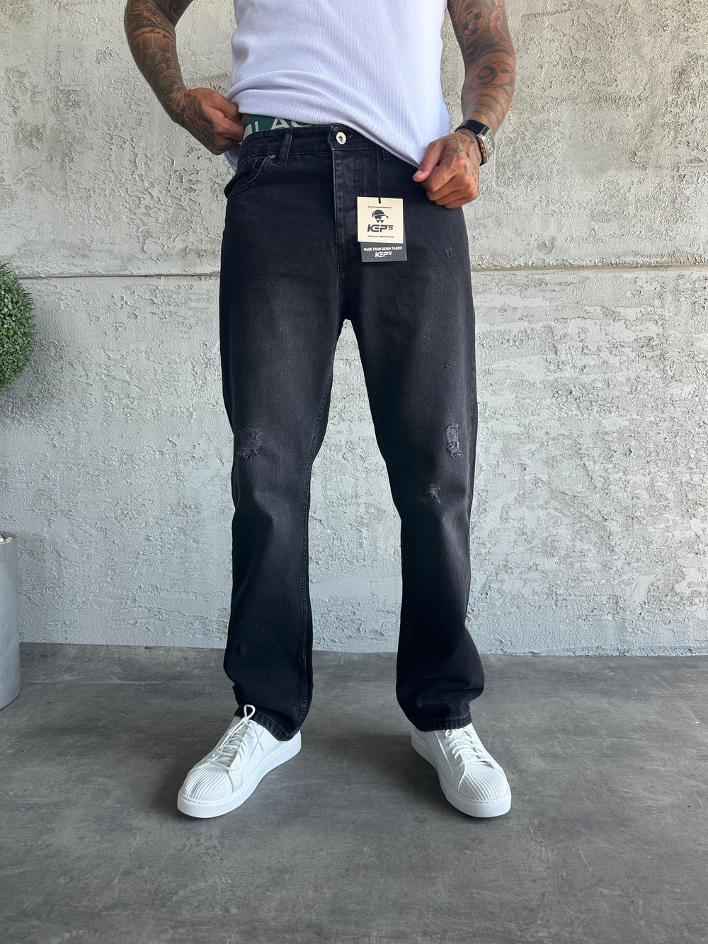 Füme Lazerli Baggy Jean