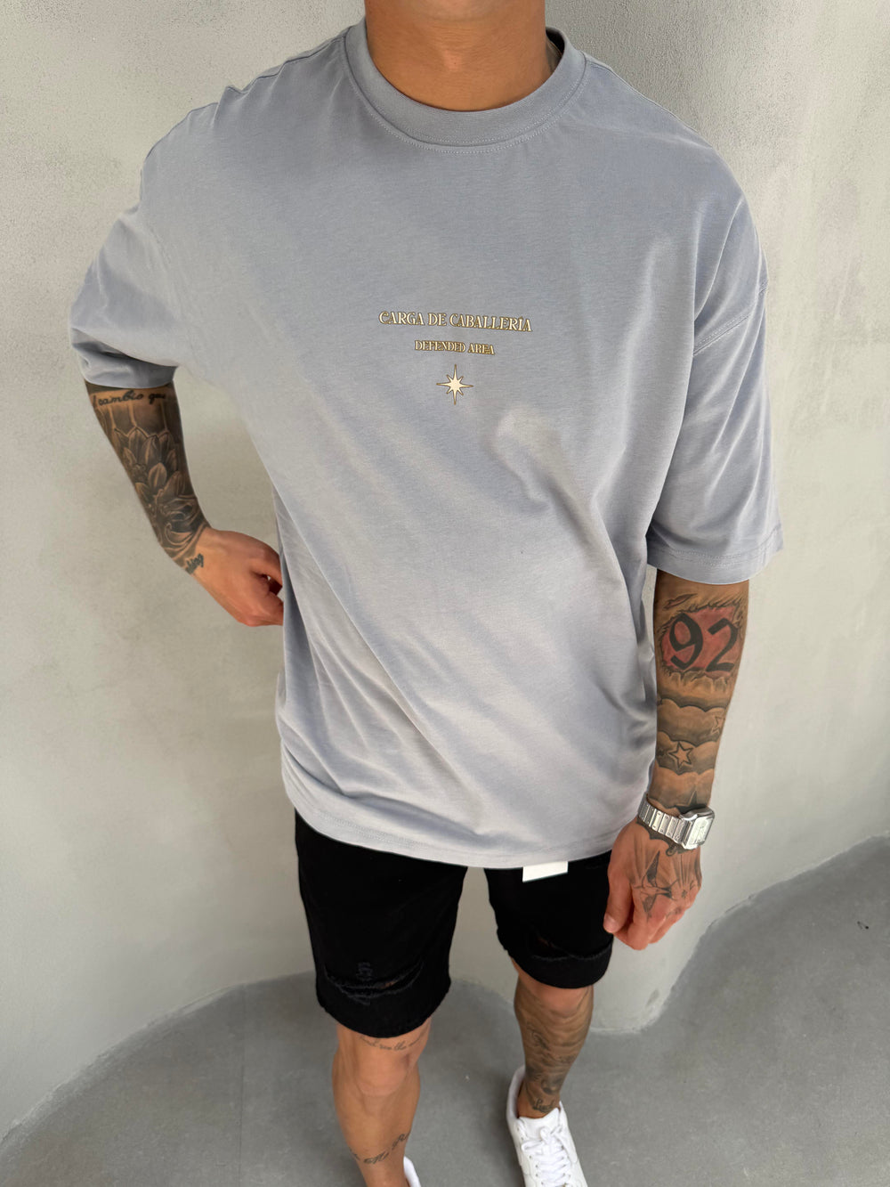 Füme Oversize Baskılı T-Shirt