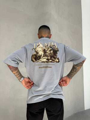 Füme Oversize Baskılı T-Shirt