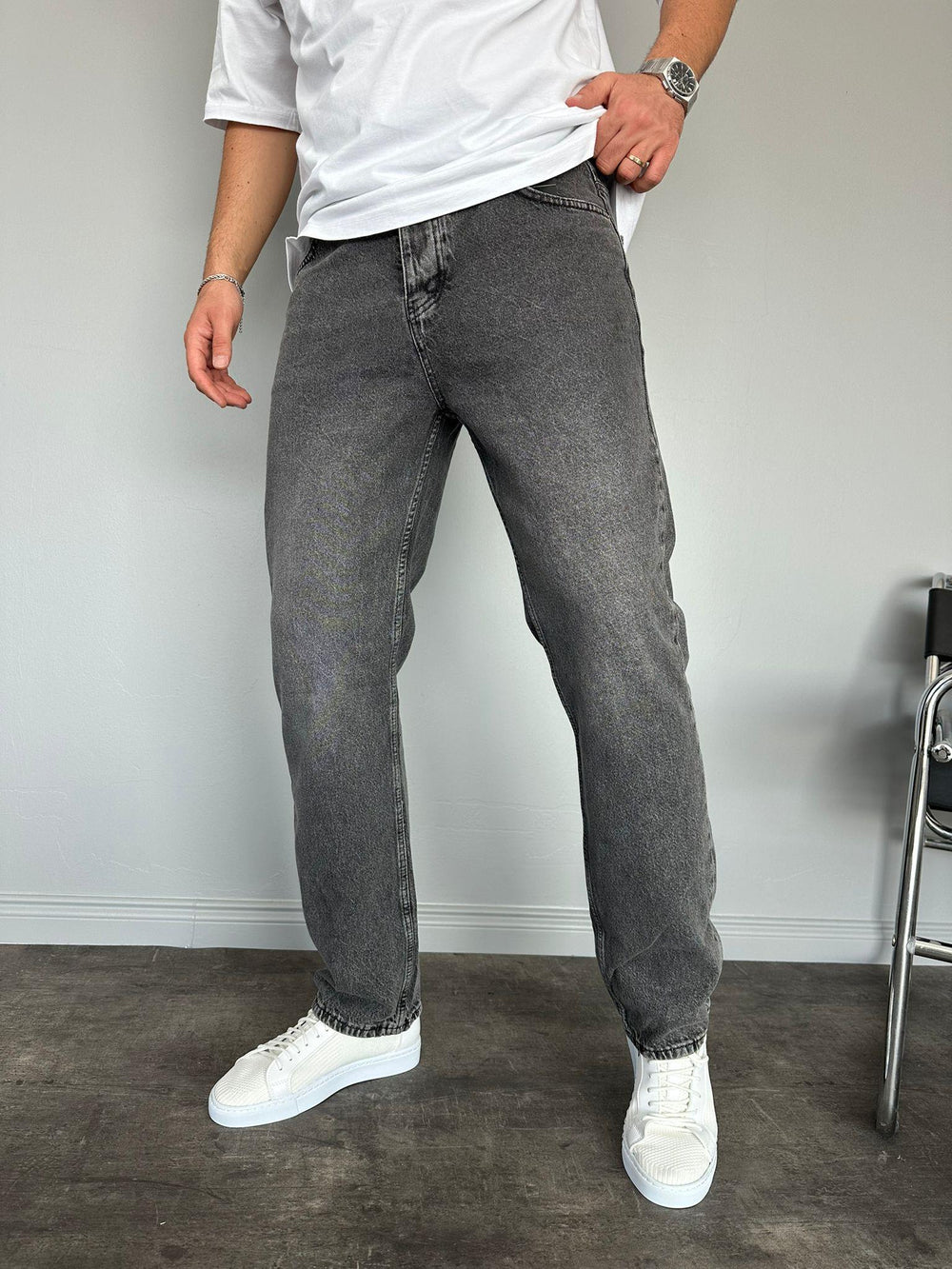 Füme Taşlamalı Baggy Jean