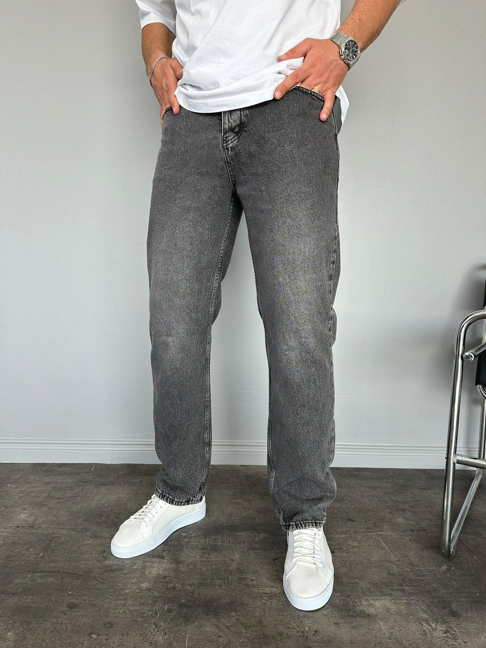Füme Taşlamalı Baggy Jean