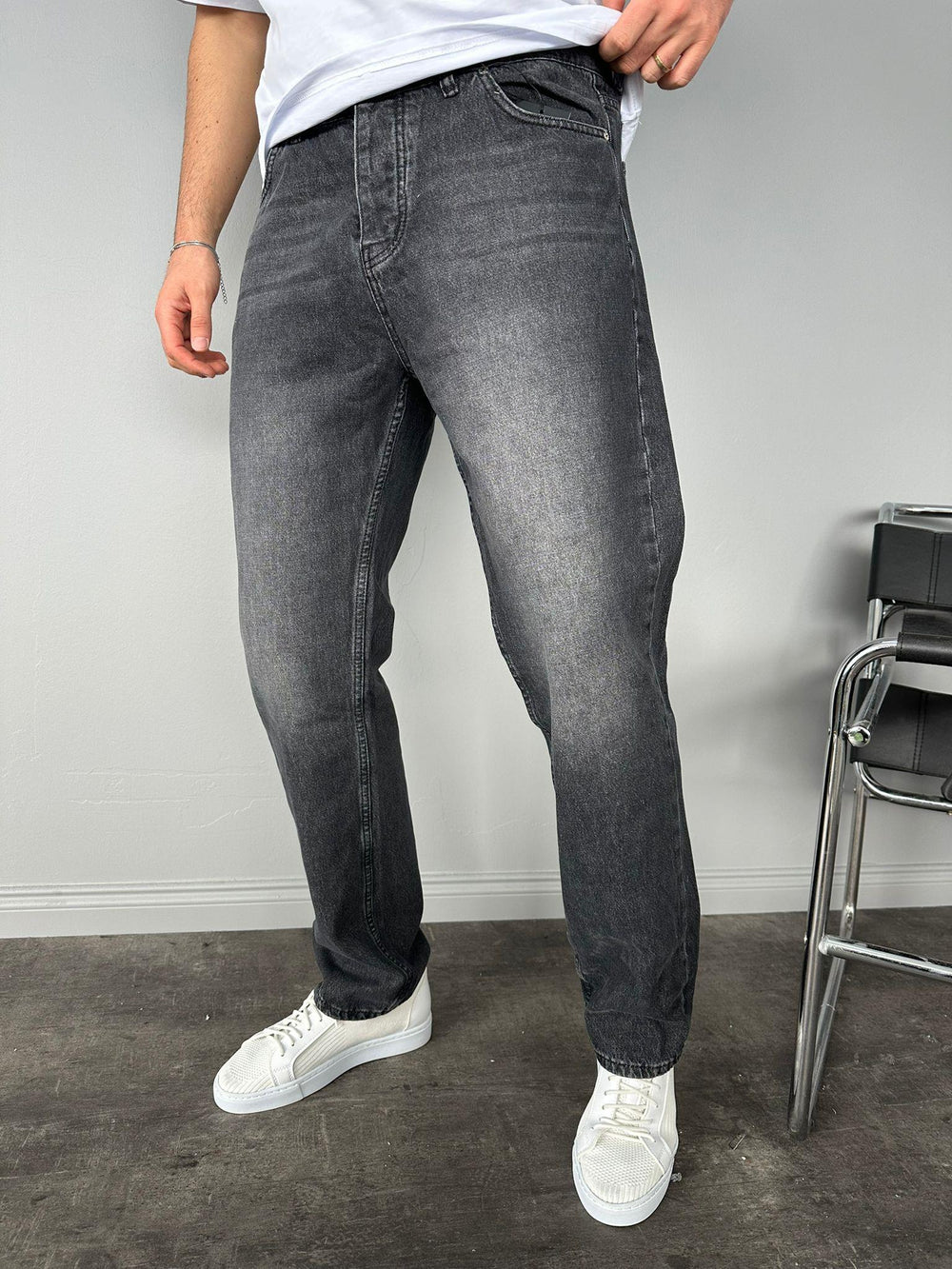 Füme Taşlamalı Baggy Jean