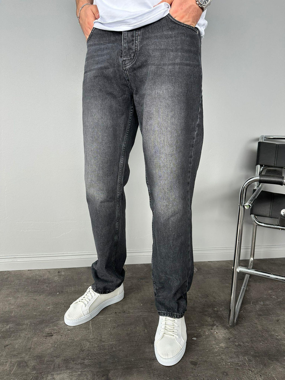 Füme Taşlamalı Baggy Jean