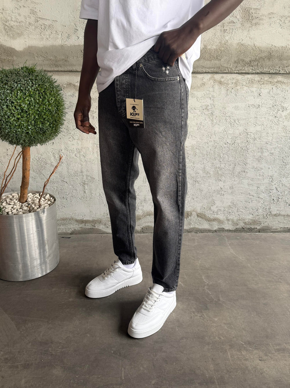 Füme Taşlamalı Lazer Detaylı Boyfriend Jean