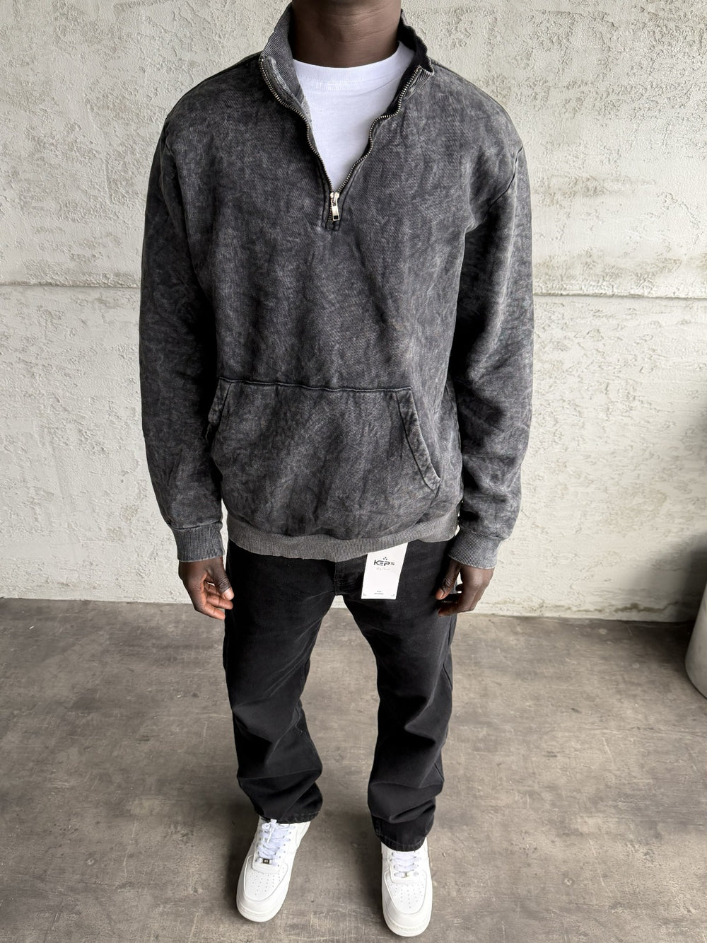 Füme Yıkamalı Fermuarlı Sweatshirt