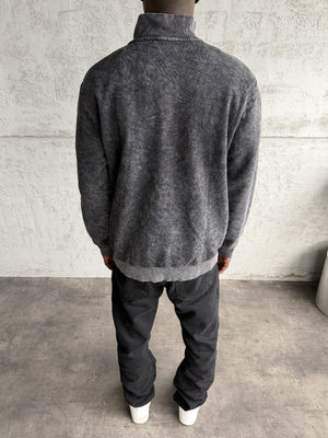Füme Yıkamalı Fermuarlı Sweatshirt