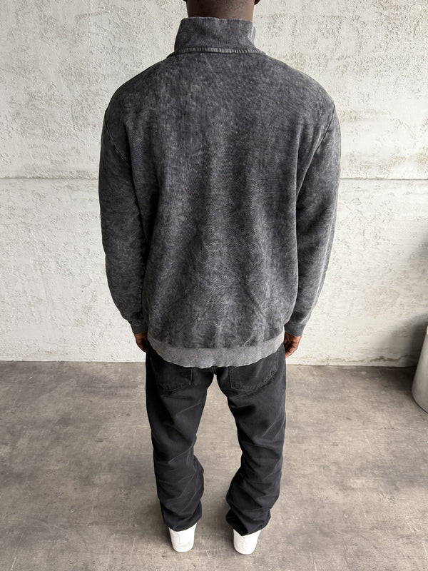 Füme Yıkamalı Fermuarlı Sweatshirt