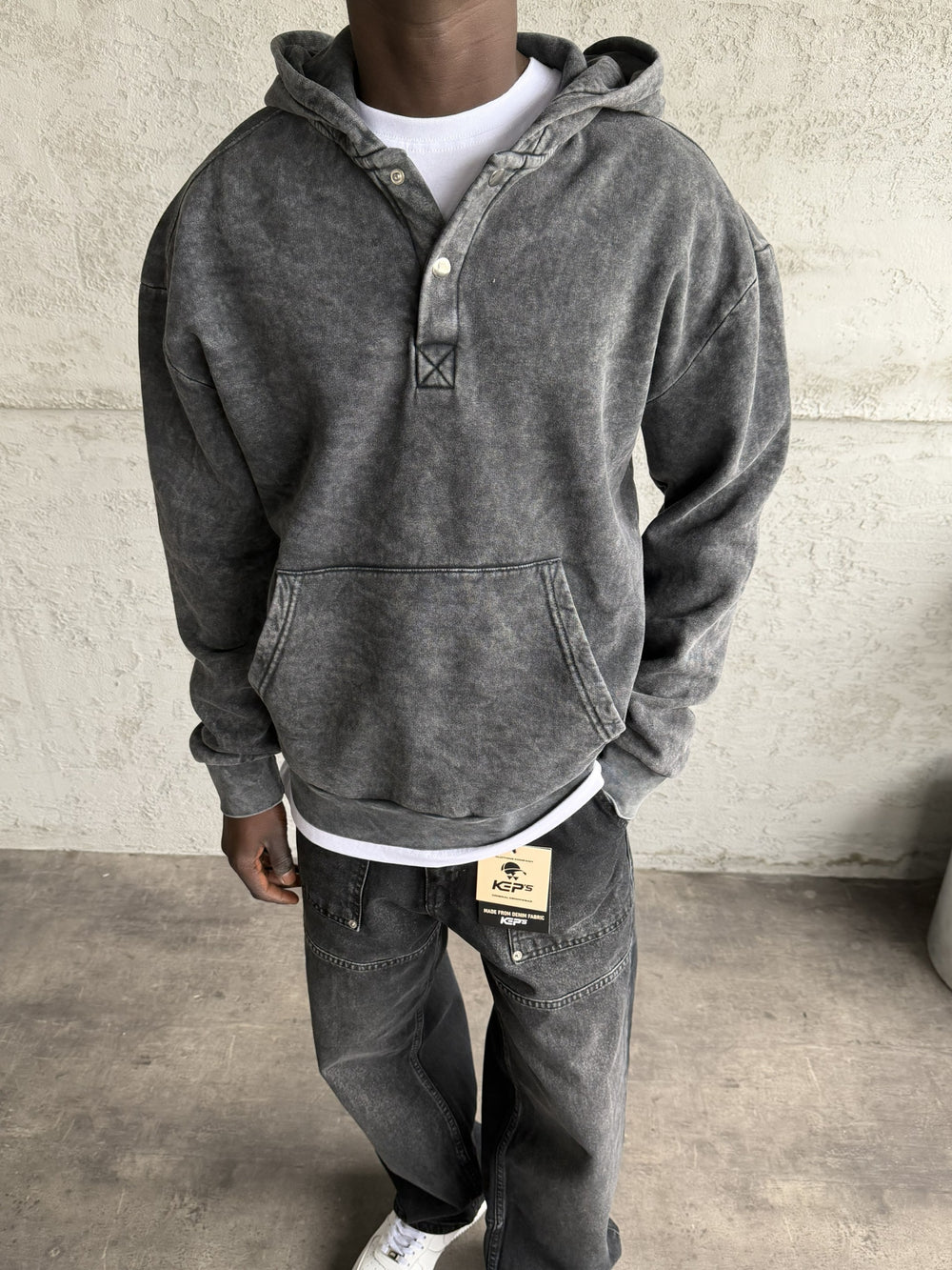 Füme Yıkamalı Kapüşonlü Sweatshirt