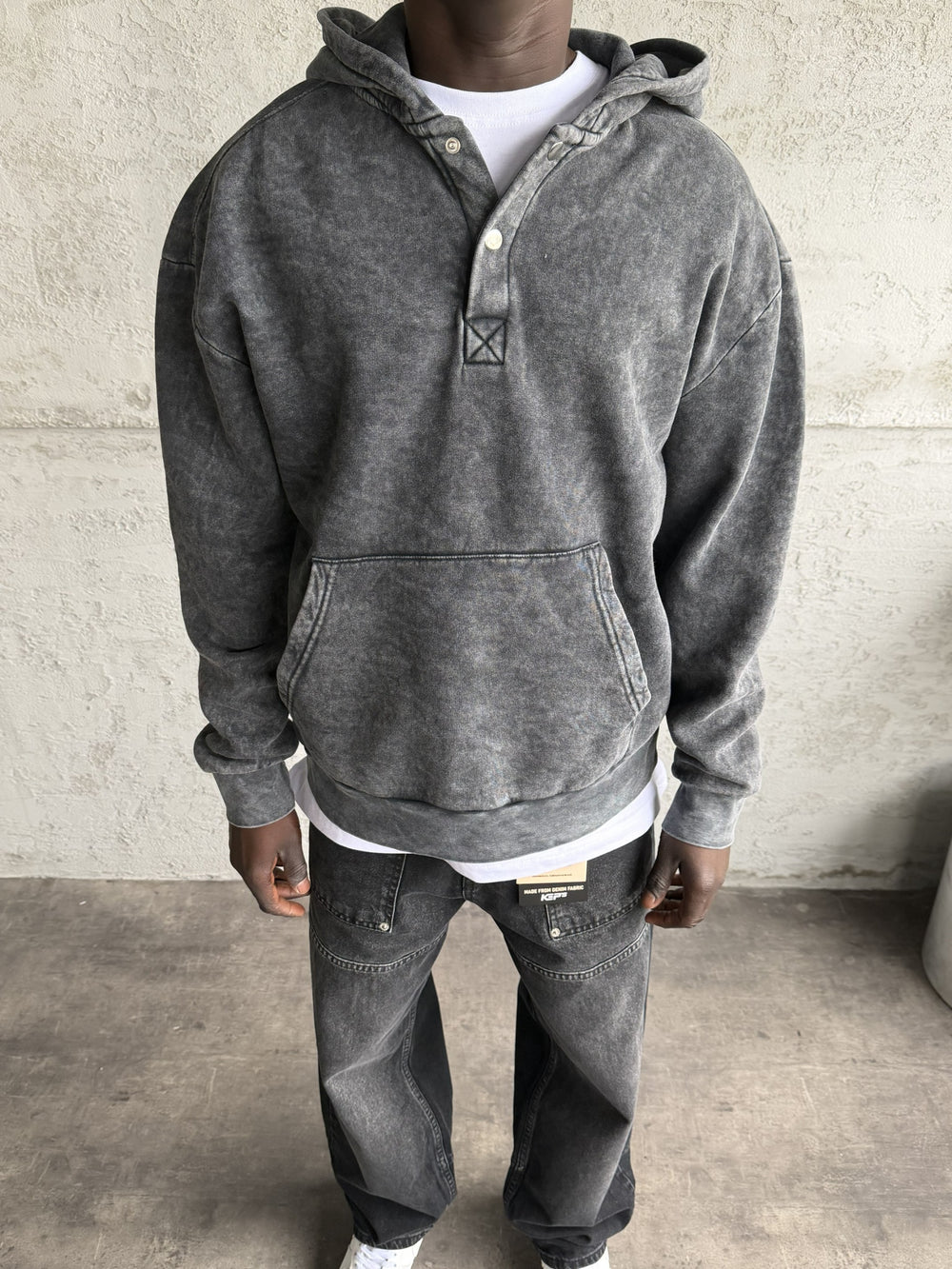 Füme Yıkamalı Kapüşonlü Sweatshirt