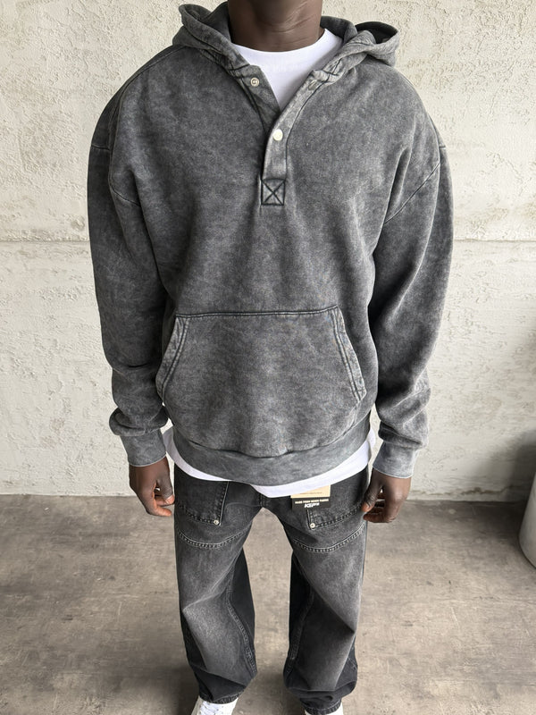 Füme Yıkamalı Kapüşonlü Sweatshirt