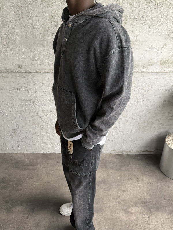 Füme Yıkamalı Kapüşonlü Sweatshirt