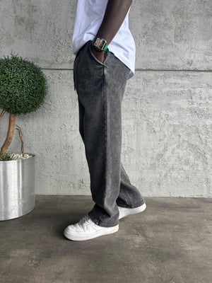 Füme Yıkamalı Şeritli Baggy Eşofman